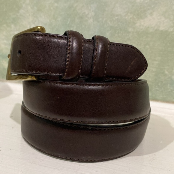 COACH #3709 brown leather men’s belt with brass buckle, 38 inches/95cm - Picture 5 of 15